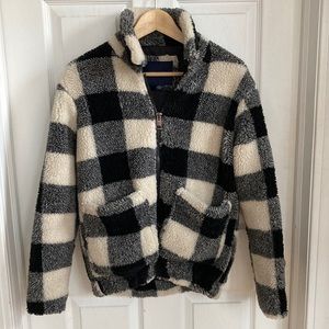 Plaid Sherpa Zip up Jacket